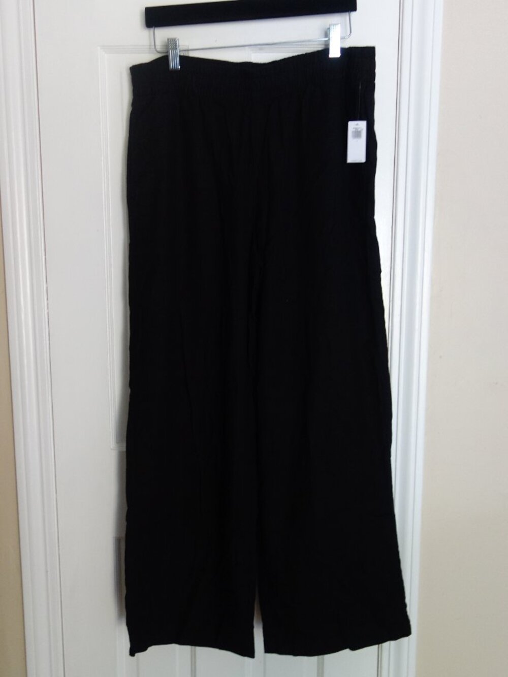 NWT OLD NAVY Black Linen Blend Pull-On Wide Leg Pants – Wmns Large